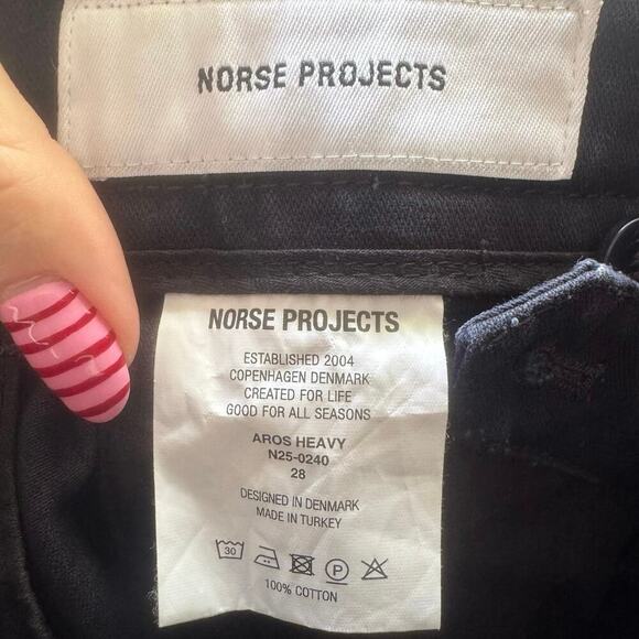 Norse Project New Aros Heavy Chino Pants Straight Leg Mid Rise Dark Navy Size 28 - Picture 13 of 16